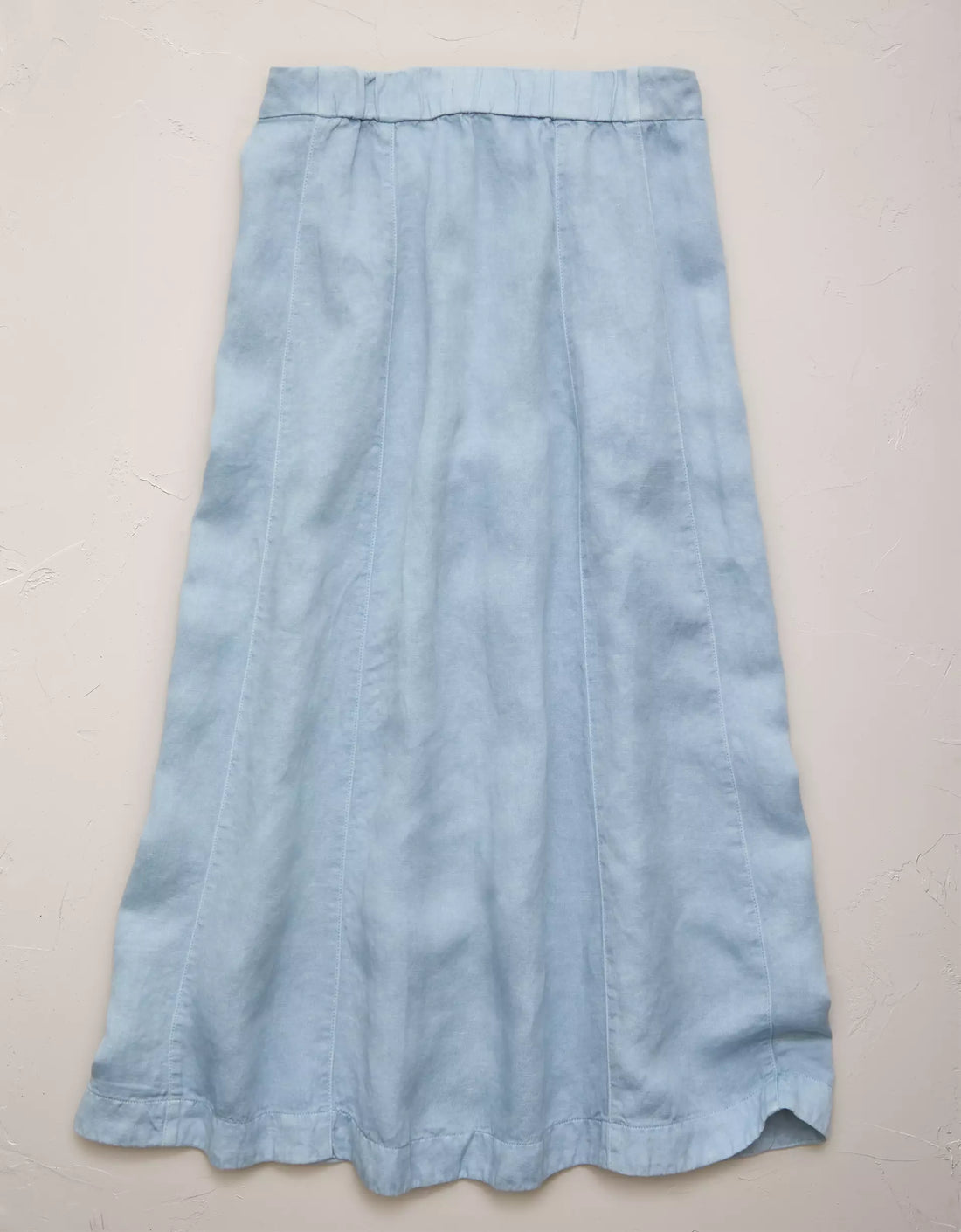 Light Blue Linen-Lyocell Blend Full Front Button Elegant Drape Maxi Skirt