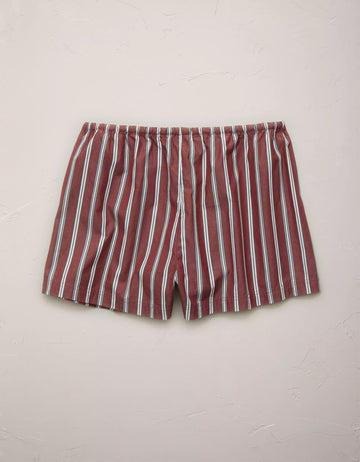 Multi Stripe High-Waist Elastic Drawstring Poplin Cotton Pull-On Shorts