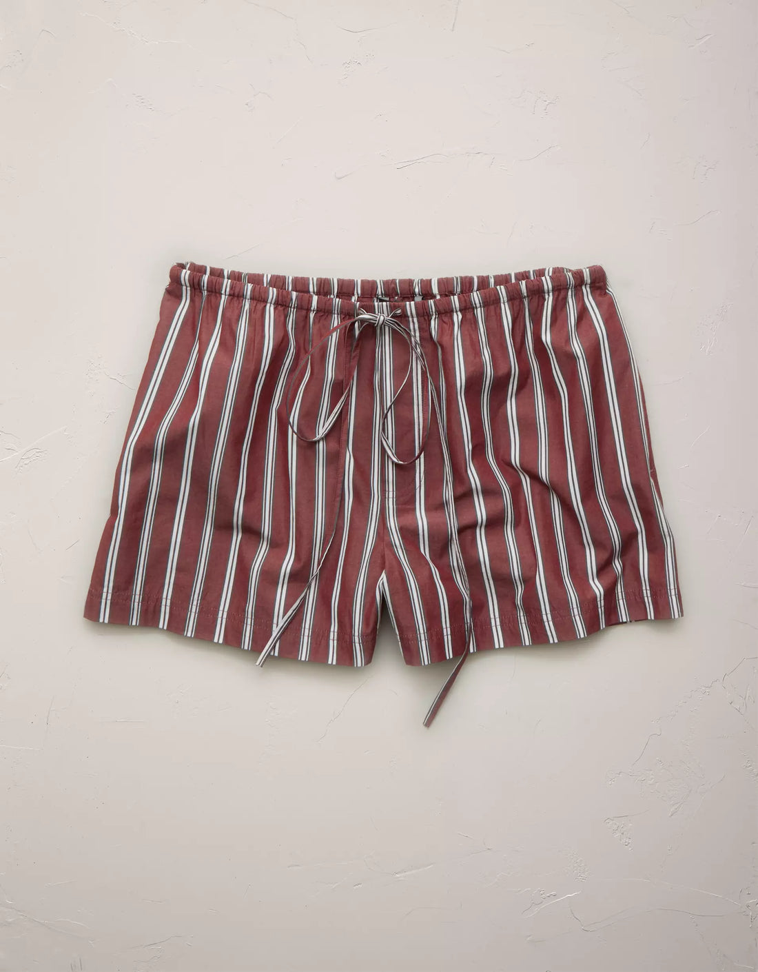 Multi Stripe High-Waist Elastic Drawstring Poplin Cotton Pull-On Shorts