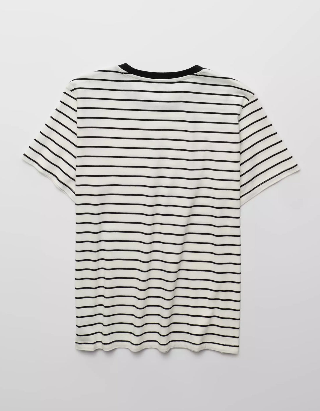 Charcoal Stripe Contrast Ringer Crew Neck Cotton Everyday T-Shirt