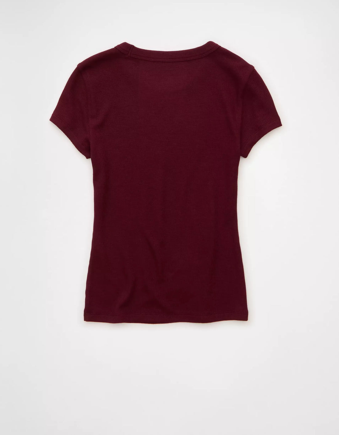 Maroon Slim Crew Neck Waffle Stretch Short Sleeve T-Shirt