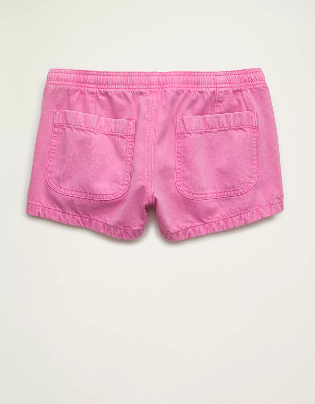 Starlet Pink Super Low-Rise Drawstring Pull-On Woven Cotton Casual Shorts